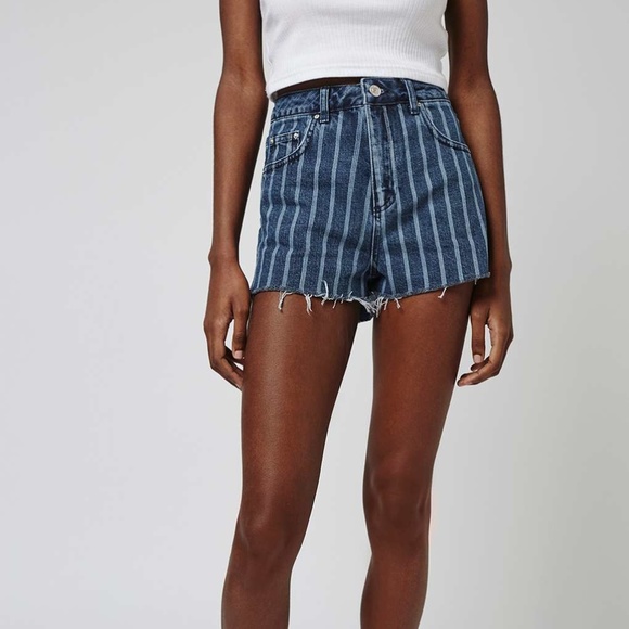 Topshop Pants - Top shop MOTO Stripe Mom Shorts 8 Denim Jean